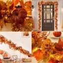 Fall Decor,6 FT Fall Garland for Mantel,Table Centerpiece, Home Porch Fireplace,Door, Lighted Autumn Decoration with Maple Leaves, Pumpkins,Flowers, Pinecones for Thanksgiving, Christmas