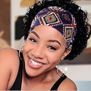Pixie Cut Wigs with Headband Curly Headband Wig Human Hair Short Pixie Headband Wigs For Black Women (6 Inch)