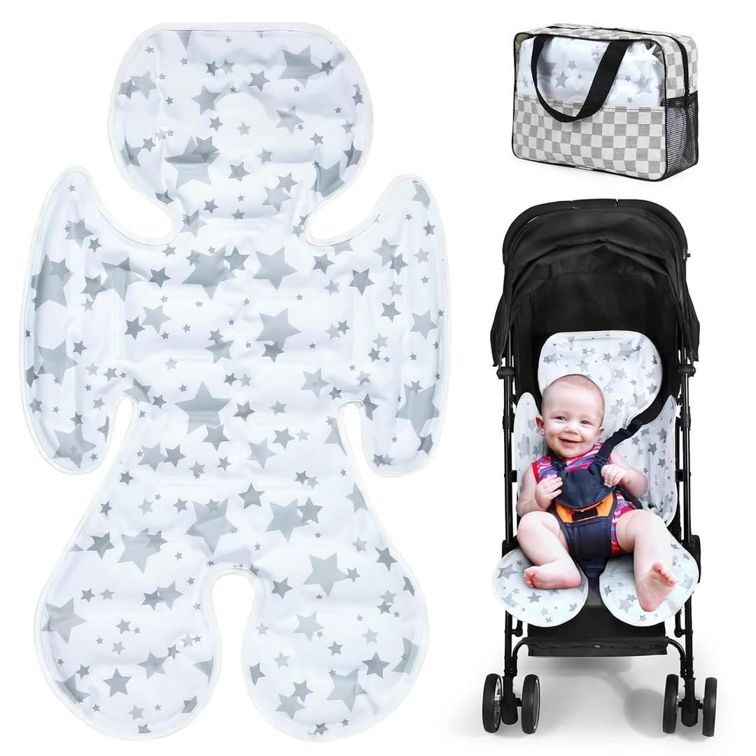 Orzbow Car Seat Cooling Pad for Toddler, Double Sided - Universal Seat Cooler Pad, Gel Baby Cooling Mat Cushion for Stroller, Baby Chair, Child Safety Car Seat, Keep Baby Cool in Summer, Gray (Gray - Stars Pattern)