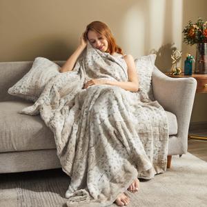 XeGe Double Side Brushed Shaggy Fuzzy Blanket, Cozy Faux Fur Throw Blanket, 50x60 Plush Throw Blanket for Bed Couch Sofa Living Room Housewarming Gift Farmhouse, Printed Snow Leopard XeGe Double Side Brushed Shaggy Fuzzy Blanket, Cozy Faux Fur Throw Blanket, 50x60 Plush Throw Blanket for Bed Couch Sofa Living Room Housewarming Gift Farmhouse, Printed Snow Leopard