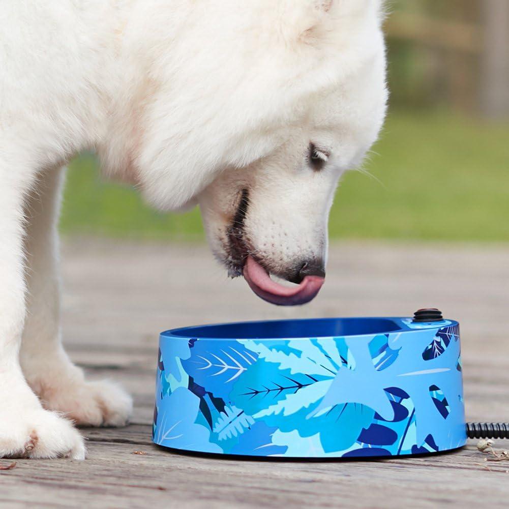 Heated Pet Water Bowl, Outdoor Thermal Dog Cat Bowl with 69 Inch Chew Resistant Cord and Waterproof ON/Off Switch (JungleBlue)