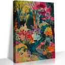 QWETTY666 Colorful Abstract Flower Wall Art Watercolor Botanical Canvas Wall Decor Vintage Aesthetic Wildflower Picture Print Abstract Nature Plant Landscape Painting 12x16in Ready To Hang