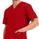 Cherokee Men's V-Neck Top Traditional fit with 4 Pockets, Ultra Soft, Durable, Fade Resistant, 2-Way Stretch Fabric - WW695 (Red, S)