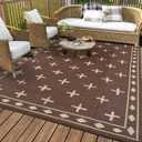Outdoor Rug 9x12 Modern Area Rugs for Indoor and Outdoor Patios and Porches - Waterproof, Washable, Non-Shedding, Easy-to-Clean Outside Carpet，Brown/Coffee