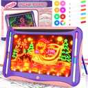 Magic LED Drawing Board for Kids, Girls Toys Age 6-8, Light Up Tracing Pad with 9 Double-Sided Cards, 6 Washable Markers, Arts & Crafts Kits Learning Toy Glow Up Doodle Board Christmas Birthday Gifts