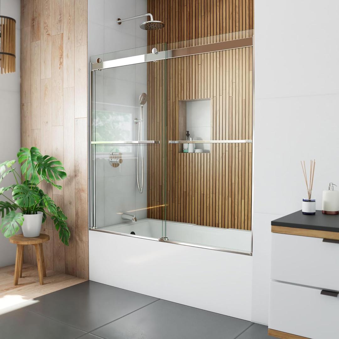 DreamLine Sapphire 56-60 in. W x 60 in. H Semi-Frameless Bypass Tub Door in Chrome, SHDR-6360602-01