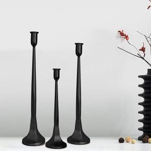 Iron Taper Candle Holder Set of 3, Decorative Candlestick Holders,Tall Candle Stand for Wedding, Dining Table, Party Decoration (Black, 12" 14" 15.5")