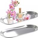 Silver Tray, Vanity Trays for Bathroom and Dresser Counter, 10", 2 Pack
