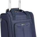 Amazon Basics Underseat Carry-On Luggage with Wheels and Handle, 14" Rolling Travel Bag, Fits Overhead Bins, Organized Compartments, Navy
