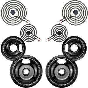 Electric Stove Drip Pans,Drip Pans for Electric Stove W10290353(6") W10290350(8") and Electric Stove Burner MP15YA(6") MP21YA(8") Compatible for Whirl-pool Ken-more May-tag Ama-na etc by MIFLUS