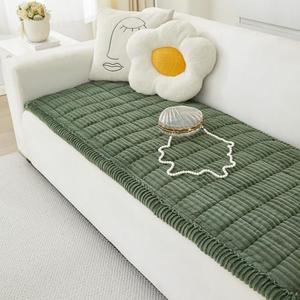 Awjcsv Couch Cover for Dogs Washable, Fuzzy Pet Couch Covers for 3 Cushion Sofa Pet Friendly, Non Slip Sofa Cover (Green, 27.6" x 70.9"/70 x 180cm)