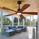 52 Inch Wood Ceiling Fans with Lights and Remote, 5 Blade Outdoor Ceiling Fan with Light Outdoor Ceiling Fans for Patios, Dimmable LED Bedroom Ceiling Fan for Modern Living Room Patio Indoor Office