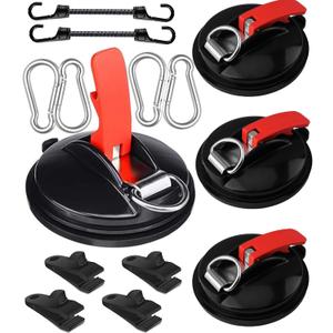 Upgrade Heavy Duty Vacuum Anchor, 4pack High Strong Vacuum Suction Cups Tie Downs with Carabiners & Tarp Clips for Car Awning Boat Camping Trap Bathroom Pet