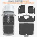 All Weather Floor Mats Cargo Liner for Ford Mustang Mach E 2021-2025 (NOT for Ford Mustang), TPE Rubber Floor Liners Anti-Slip Full Set Mats with Door Sill Protectors for 2025 Mach E Accessories