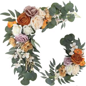 Rinlong Wedding Flower Swag Arch Flowers Artificial Flowers Vines Garland Wedding Welcome Sign Decorations Burnt Orange Wedding Flowers Arch Fireplace Decor