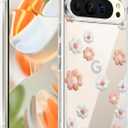 Unov Case Compatible with Pixel 9 Pixel 9 Pro Case Clear with Design Soft TPU Shock Absorption Slim Embossed Pattern Protective Back Cover (Daisy Blooms)