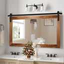 COGOOD Farmhouse Barn Door Mirror - 41" x 26" Rustic Wood Framed Wall Mirror for Bathroom, Living Room, Bedroom Wall Decor (Brown) (26"L x 41"W, Brown)