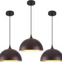 Farmhouse Pendant Light 12 Inch, Modern Pendant Lights Kitchen Island, Adjustable Height Dome Pendant Lights Fixtures for Dining Room Barn,Oil Rubbed Bronze Finish, 3 Pack