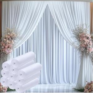 50ftx15ft Wrinkle Free White Backdrop Curtain, 10 Panels 15FT Height White Wedding Backdrop Drapes, Silky Polyester Back Drop Cloth for Birthday Photography Background Party Backdrop Draping