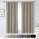 Stone Blackout Curtains for Bedroom Living Room 63 Inch Length 2 Panels Set, Soft Solid Room Darkening Thermal Insulated Window Treatments, Rod Pocket Dining Room Curtains, 40" Wx 63" L