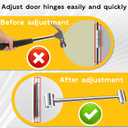 Door Hinge Adjustment Tool, 45# Steel Double-Ended Hinge Bender, 14mm & 19mm Gap Adjusting Wrench for Flag Hinges, Heavy Duty Door Repair Tool