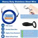 Deisunpet Heavy Duty Dog Tie Out Cable and Stake,Chew-Proof Dog Leads with Spring and Strap,Anti-Rust Ground Anchors with Extended T-Wrench,Dog Runner for Small Medium Dogs,for Yard Camping Beach,30FT