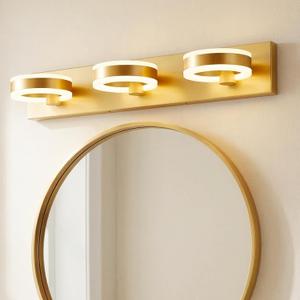 LED Bathroom Light Fixtures, 24inch Gold Vanity Lights, Modern 3 Light Acrylic Wall Sconces, 350 Rotatable Wall Lighting Fixture Over Mirror