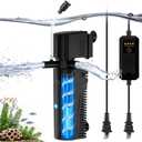 Aquarium U-V Filter for Green Water, Internal Fish Tank Filter with U-V Light & Timer, Turtle Tank Filter with Dual Outlet & Aeration, for 10-30 Gallon Freshwater & Saltwater