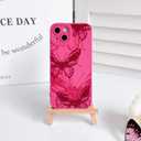 3 x NITITOP Compatible with iPhone 13 Case Cute Aesthetic Butterfly Pattern for Women Girls Soft TPU Shockproof Stylish Full Camera Protective Phone Cover - Rose Red