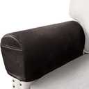ANARACHON Leather Look Couch Arm Covers Set of 2 Armrest Covers for Sofa Chair Arm Protectors Stretch Armchair Slipcovers with Pockets Washable Spandex Fabric (Medium, Chocolate)