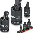 Impact Universal Joint-Socket Swivel Set, 3 Piece, 1/2", 3/8", 1/4"Inch Drive Swivel Socket Extension Set, 360 Degree Rotation, Cr-Mo steel