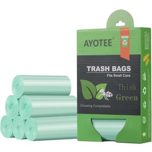 1.2 Gallon Small Trash Bags Garbage Bags, AYOTEE Mini Compostable Strong Bathroom Wastebasket Can Liners trash Bags for Home Office Kitchen fit 5L,5 Liter,1 Gal,Green