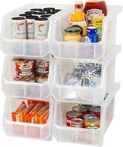 Akro-Mils ReadySpace Large Stackable Plastic Storage Bins, 6-Pack, Clear
Open-Front Stackable Bins For Garage, Pantry, Closet & Office, 14,8"L X 8"W X 7"H, Nests When Empty, Durable Plastic,