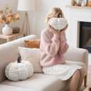 AELS Pumpkin Pillows, Set of 2, Halloween Pumpkin Pillow, Fall Thanksgiving Decorative Throw Pillow, 14 Inch 3D Pumpkin Throw Pillows for Home, Party, Gift, White