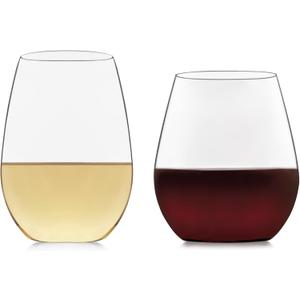 Libbey Signature Kentfield Stemless Red and White  Drink Cooler Glasses Set of 12, Elegant, Dishwasher Safe Drink Cooler  Glass Set for Birthdays, Weddings & More (19 and 21 ounces)