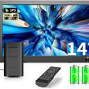 14 inch Portable TV with Upgraded Antenna ATSC Tuner, LCD Monitor 1080P, HDMI/USB/AV in, Small Portable TV for Camping, Car, RV, Home, Remote Control