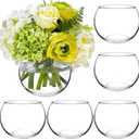 PINIWON 6 Pack Clear Round Glass Vases, 4.7 W x 3.5 H, Bubble Bowl Flower Vase for Table Centerpieces, Candle Holders for Wedding Event Home Decor
