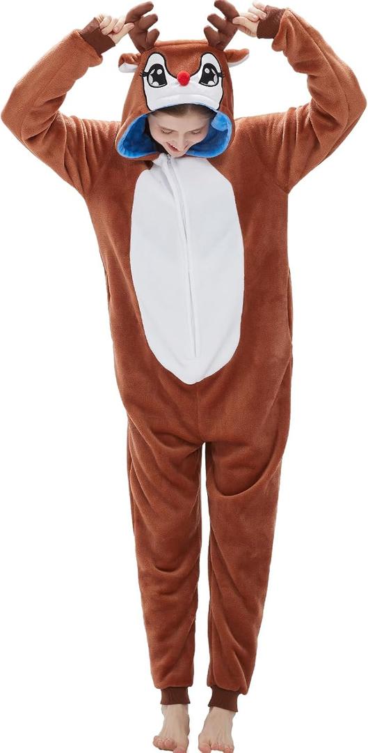 SWEETXIN Adult Unisex Onesie Pajamas Halloween Christmas Cosplay Costume Suit for Women and Men (L)