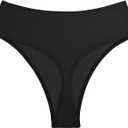 Kepblom Women's Thong Rave Bottoms High Waisted Bikini Bottom High Cut Panties for Dance Festival, Size L, 3 Pack