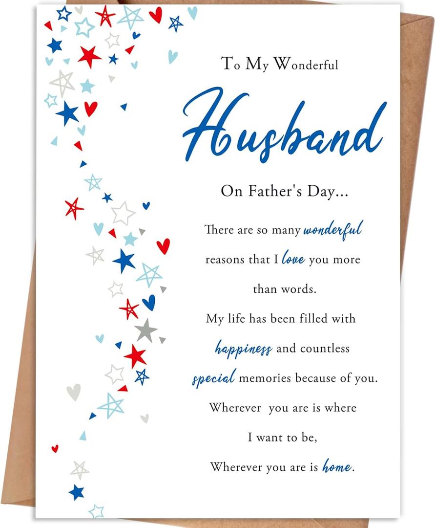 2 x Father's Day Cards for Husband, Fathers Day Card Gifts for Husband from Wife, Father's Day Card Gifts for Hubby, Fathers Day Decorations
