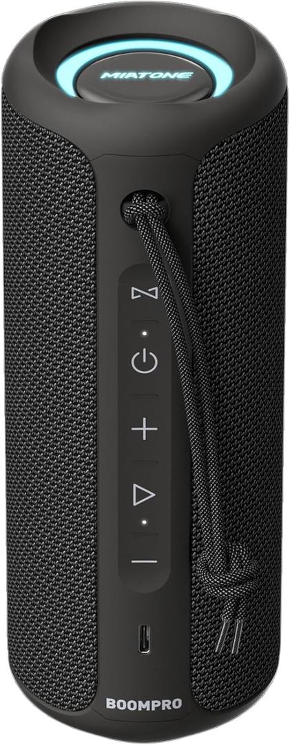 MIATONE Bluetooth Speakers 36W Portable Speaker with Stereo Sound Bass, Bluetooth 5.3 Wireless USB Type C Outdoor, 5000mAh 24H Playtime IPX7 Waterproof, Boy Friend Gifts for him (Black)