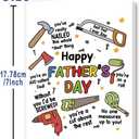 4 x Asmallgf Happy Father's Day Card, Funny Wordplay Gift Card for Dad, Cute Tool Father Day Decoration Gifts from Daughter Son