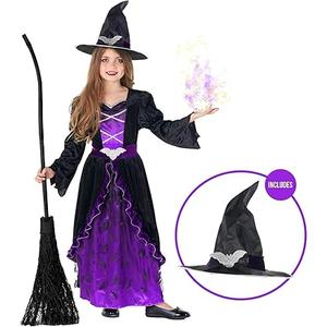 Morph Witch Costume Kids, Witch Costume For Girls, Halloween Costumes For Girls And Toddler (3-4 Years, Purple)
