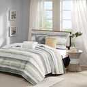 Madison Park Quilt Set Cottage Coastal Design, 6 Piece Set - All Season, Coverlet Bedspread Lightweight Bedding Layer, Shams, Toss Pillows, Full/Queen(90 in x 90 in), Yellow/Grey