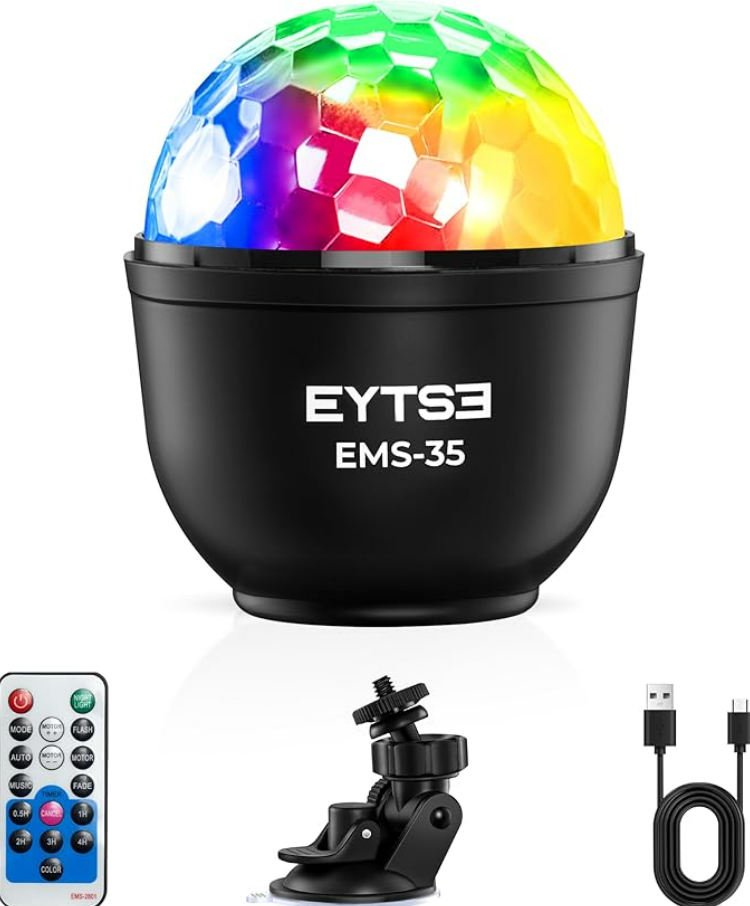 Mini Disco Ball Lights for Party, Rechargeable Sound Activated Night Light DJ Lighting with Remote Control, Portable Battery Operated 7 Modes RGB Strobe Lamp for Home Parties Birthday (3-Pack)