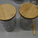 6 Pack Overnight Oats Containers with Bamboo Lids, Labels & Spoons, 22oz Glass Jars with Bamboo Lids, Airtight Meal Prep Jars Yogurt Containers for Chia Seed Pudding Salad Cereal Coffee Flour