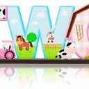 Haooryx Farm Centerpiece - Pink Farm Animal Sign Wooden Table Centerpiece Barnyard Birthday Party Sign Two Years Old Birthday Party Decorations Baby Shower Photo Props