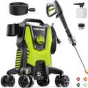 YERYORK Electric Pressure Washer, 4800 PSI 3.0 GPM Power Washer with 4 Lockable Wheels, Steel Wand, 4 Quick Connect Nozzles, 500ml Foam Cannon, High Pressure Washer for Decks/Driveways/Cars