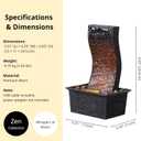 Curved Panel Tabletop Water Fountain LED - Lit - Unique Decorative Waterfall for Indoor/Outdoor Spaces, Home Office Garden Decoration with Ambient Lighting