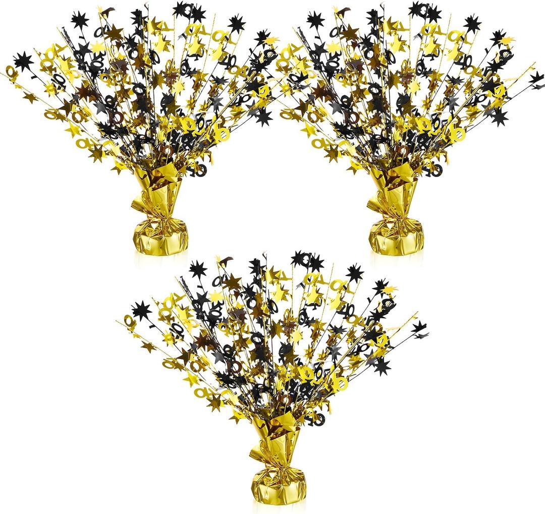 Giegxin 3 Pieces Happy 40th Birthday Centerpieces for Tables 40th Wedding Anniversary Party Supplies Metallic Gold Gleam for 40 Years Old Party Table Decorations, 14 Inches